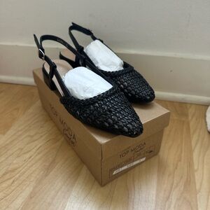 TOP Moda Women's Black Woven Sandals